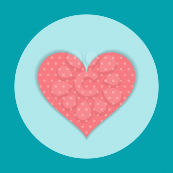 Red Paper Heart isolated on blue background. Vector