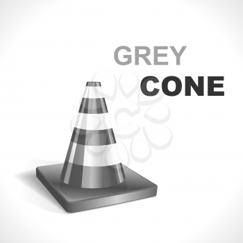 Grey Traffic Cone isolated on white. Vector illustration