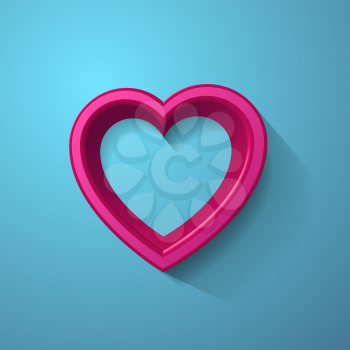 3d Heart Frame. Valentine Card. Vector illustration