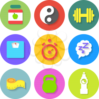 Set of Flat Fitness Icons. Vector illustration