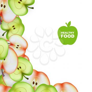 Healthy Food. Slice of Apple. Vector Background