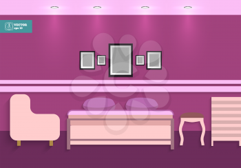Abstract Flat Interior Bedroom background. Vector illustration