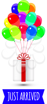 Balloons party happy birthday decoration multicolored. Giftbox with balloons. Vector illustration