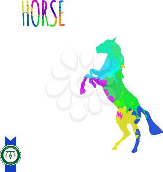 Abstract Colorful Painted Horse Silhouette. Vector illustration