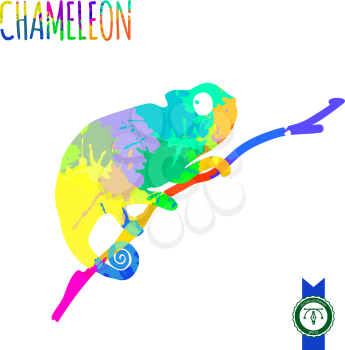 Abstract Colorful painted Chameleon Silhouette. Vector illustration