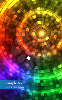 Abstract Colorful Disco Lights. Tunnel. Vector illustration