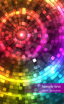 Abstract Colorful Disco Lights. Tunnel. Vector illustration