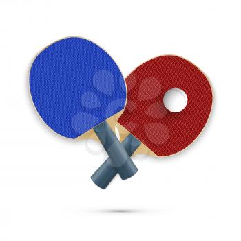 Two rackets for playing table tennis isolated on white background. Vector illustration