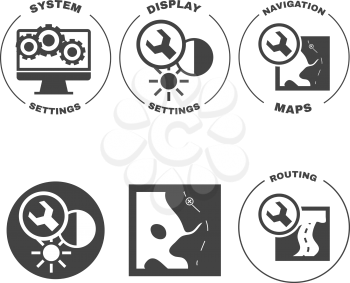 Set of design concept icons for web mobile phone services apps development. Vector Illustration