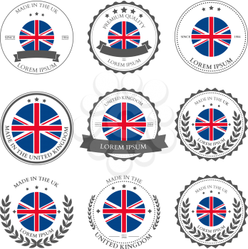 Made in the UK, seals, badges. Vector illustration