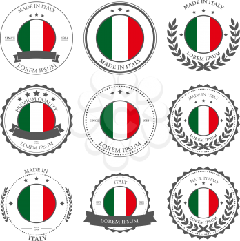 Made in Italy, seals, badges. Vector illustration
