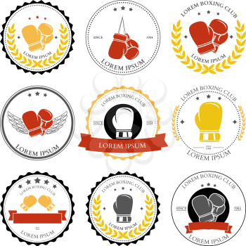 Boxing labels and badges set. Vector illustration