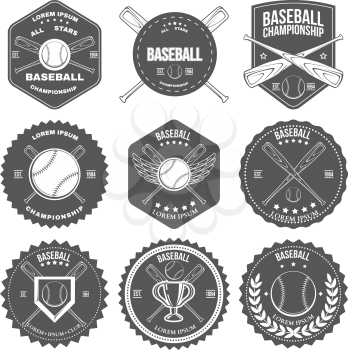 Set of vintage baseball labels and badges. Vector illustration