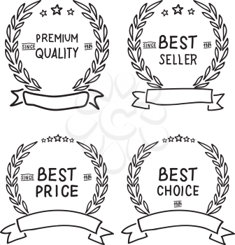 Vector hand draw badges collection Premium quality, Best seller, Best price and Best choice