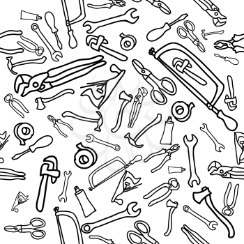 Household Hand tools Seamless pattern. Vector illustration