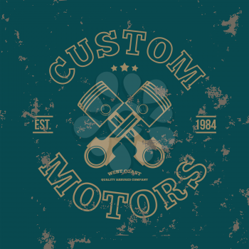 Custom motors. T-shirt graphics. Vector illustration