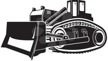 Bulldozer illustration isolated on white background. Vector illustration