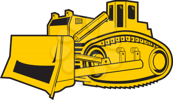 Bulldozer illustration isolated on white background. Vector illustration