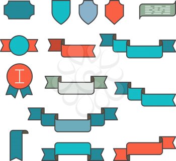 Set of ribbons in flat line style vector illustration