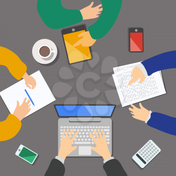 Business meeting concept top view people flat design vector illustration