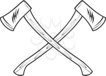 Two axes with wooden handles vector illustration