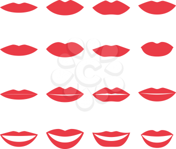 lips and mouth silhouette open and close up man and woman face parts vector illustration