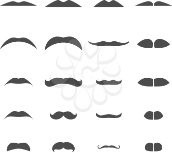 set of mustache face parts vector illustration