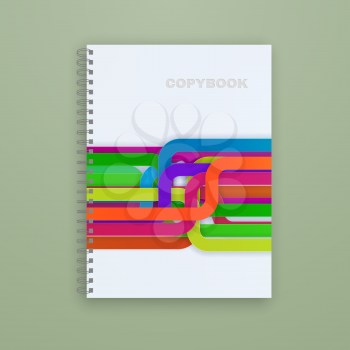 Copybook isolated on green background. Vector illustration