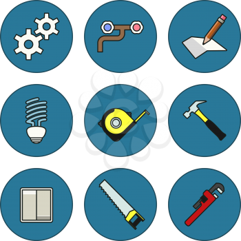 Tools thin line icons set. Vector illustration