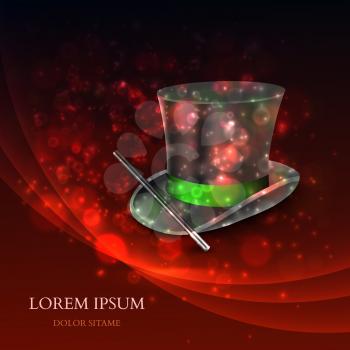 Magician Top Hat with magic particles. Vector illustration