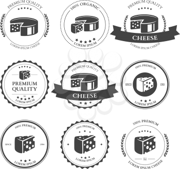 Set of premium Cheese Labels badges. Vector illustration