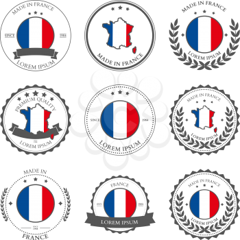 Made in France, seals, badges. Vector illustration