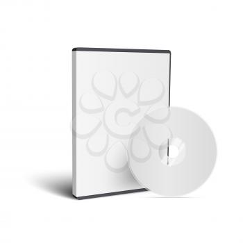 Realistic Case for DVD Or CD Disk with DVD Or CD Disk. Vector Illustration