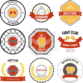 Set of Mixed Martial Arts labels, badges and design elements