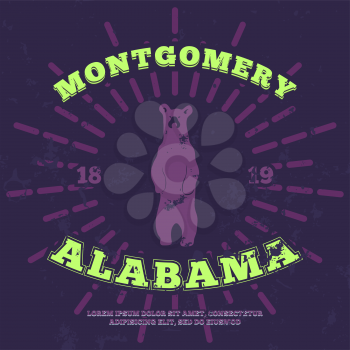 Montgomery, Alabama. t-shirt graphic. Vector illustration