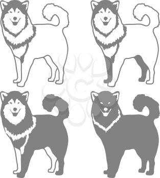 Four Different Silhouettes of dogs. Vector illustration