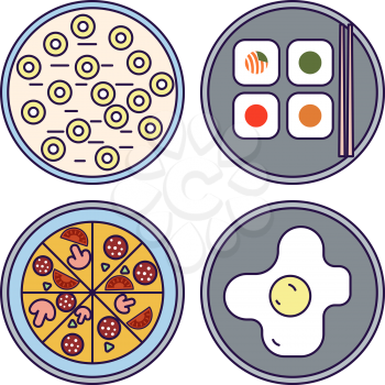 Thin Line Flat Design Food Icons. Vector illustration
