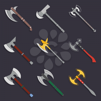 Axes and battle axes Collection vector illustration