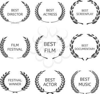 Film Awards, award wreaths on black background vector