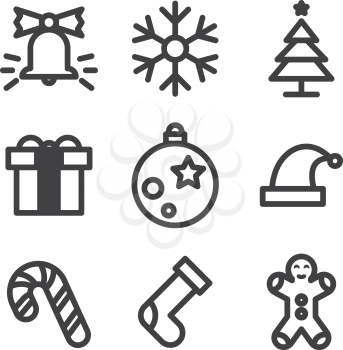 Christmas Icons on White Background vector illustration