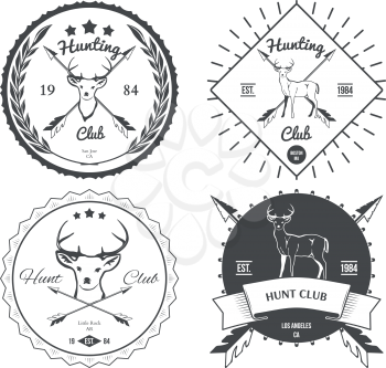 Set of vintage deer icons, emblems and labels. Vector Illustration