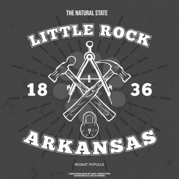 Little Rock, Arkansas. t-shirt graphic. Vector illustration