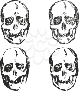 Set of Skulls isolated on white background vector illustration 