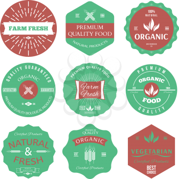 Set of vintage style elements for labels and badges for organic food and drink vector