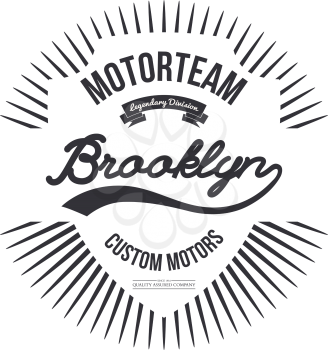 Motorteam Brooklyn. T-shirt graphic isolated. Vector illustration