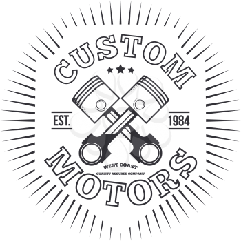 Custom motors. T-shirt graphics isolated. Vector illustration