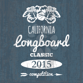 California longboard competition. t-shirt graphic vector illustration