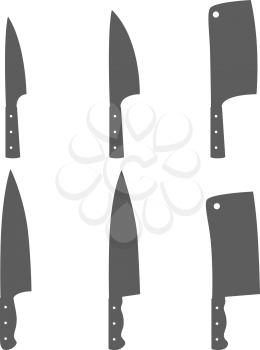 Set of six kitchen knives vector illustration