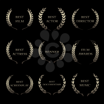Vector Film Awards, award wreaths on black background 