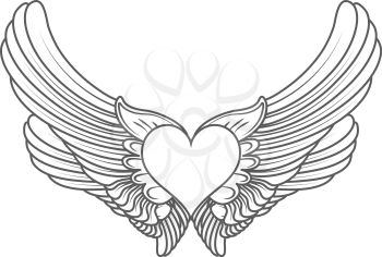 heart angel isolated on white vector illustration